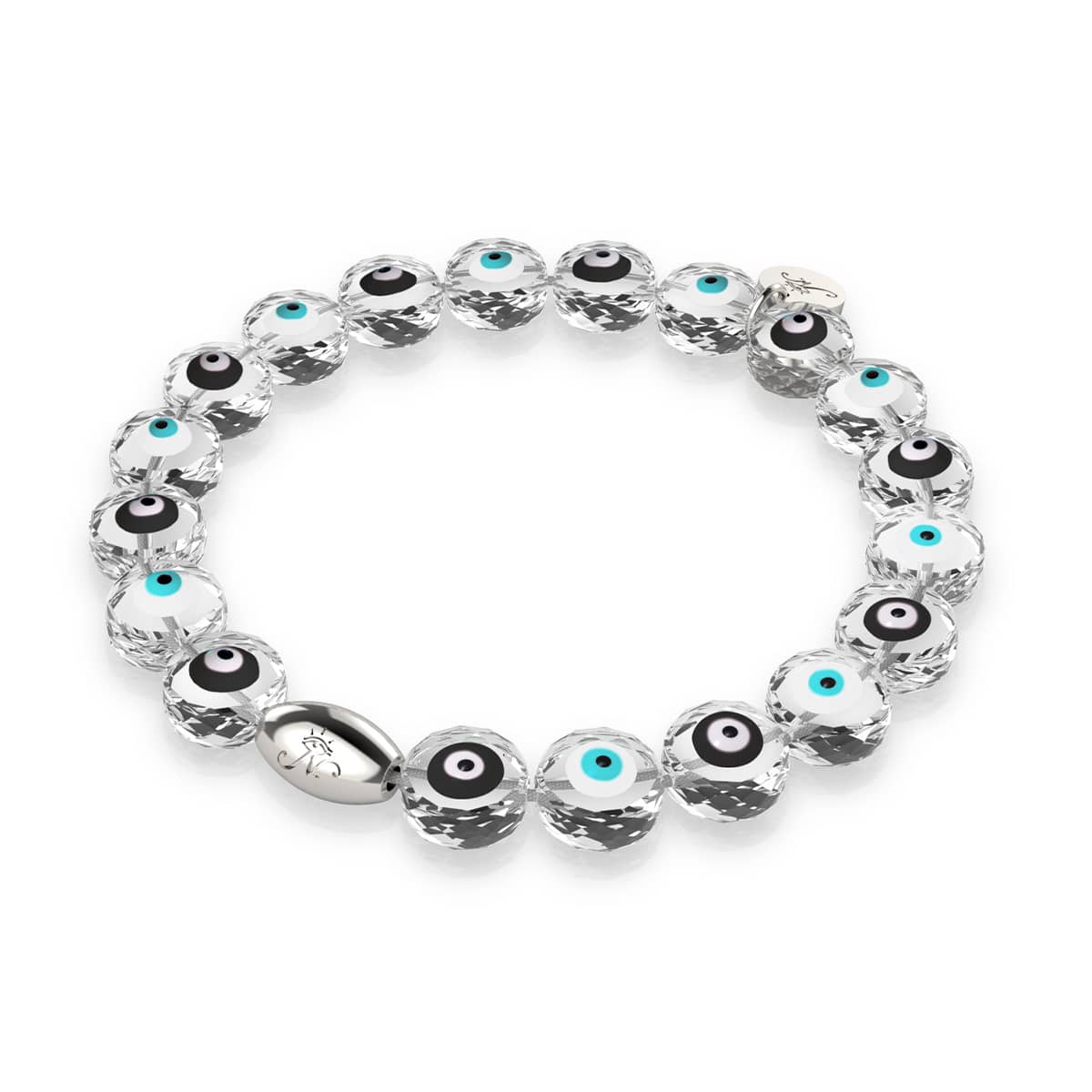 Monochromatisch | 925er Sterlingsilber | Armband mit bösem Blick aus Kristall